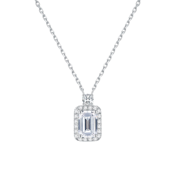 0.50cts 18K White Gold Emerald Cut Lab Grown Diamond Necklace